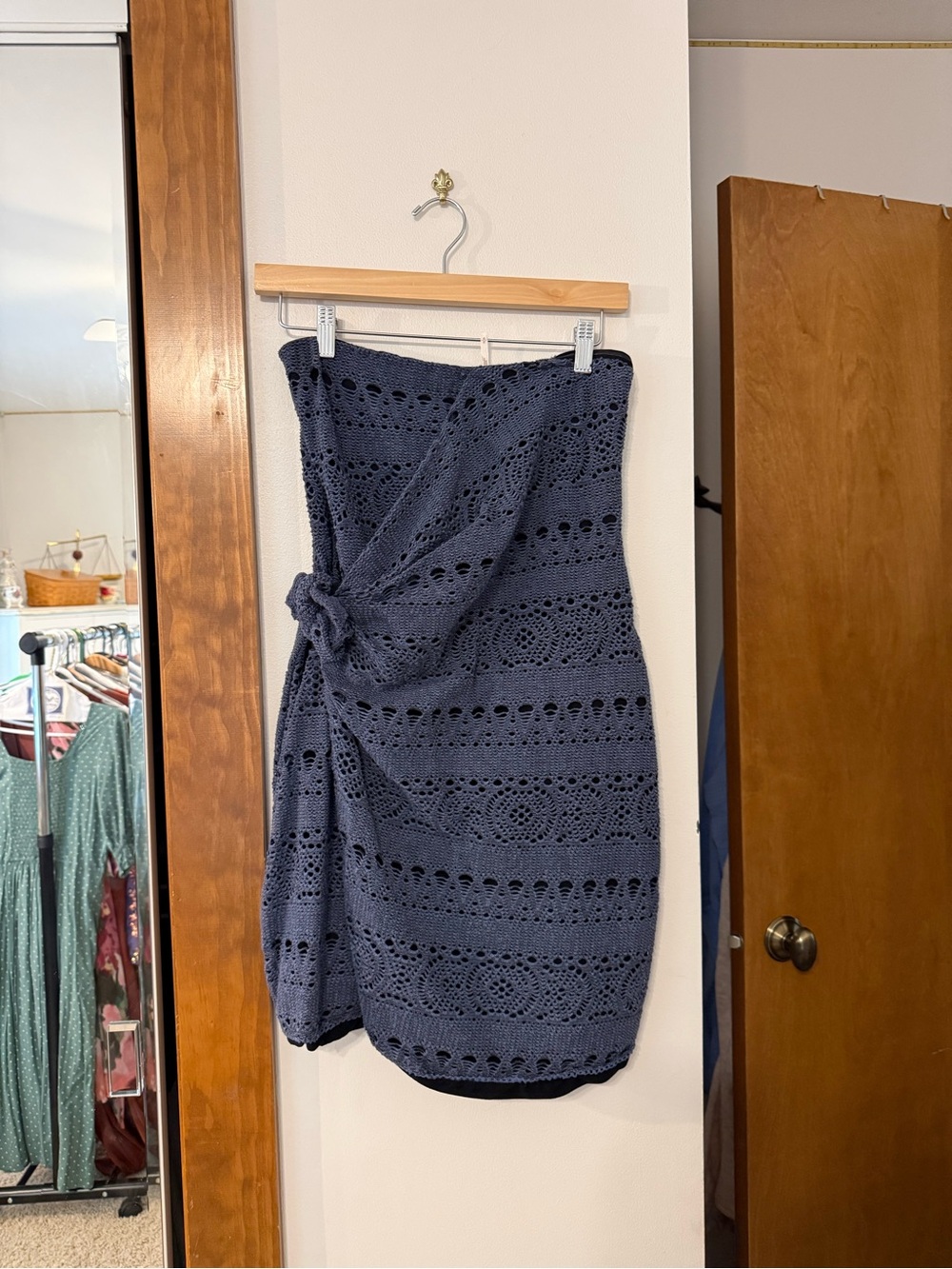 Women’s Navy Crochet Wrap Dress